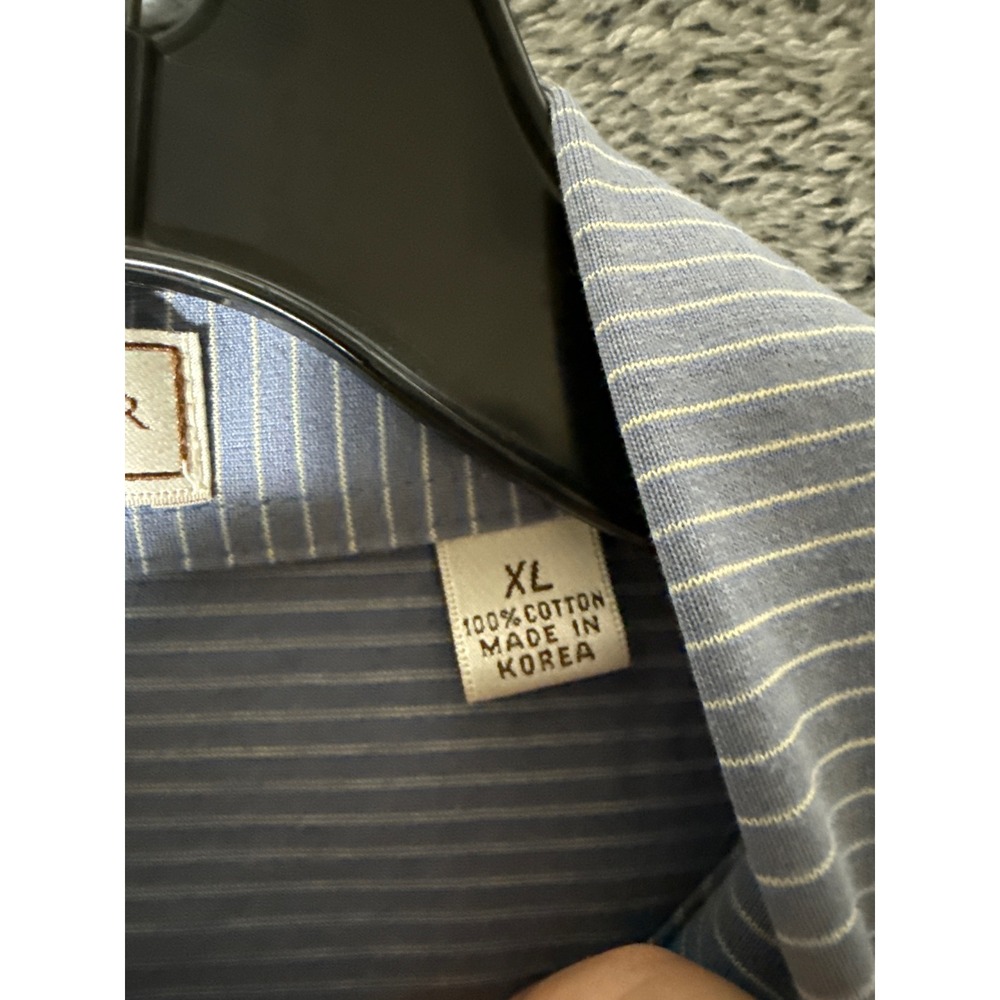 Peter Millar Mens XL Blue Striped 100% Cotton Polo Shirt Crest Logo Short Sleeve - Picture 3 of 16